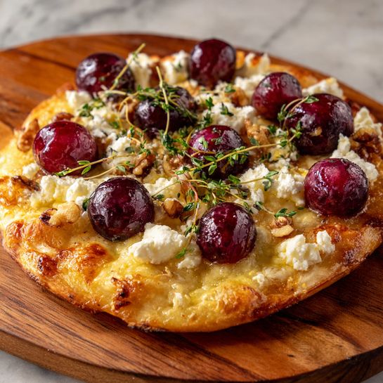 Roasted Cranberry Cinnamon Goat Cheese Flatbread Recipe - Recipe Image