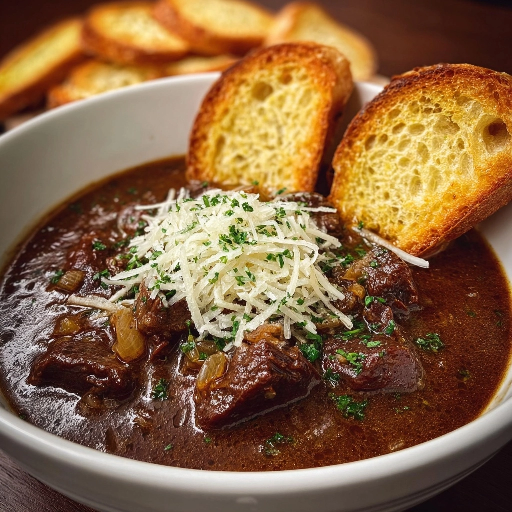 French Onion Short Rib Soup with Cheesy Gruyère Toast Recipe