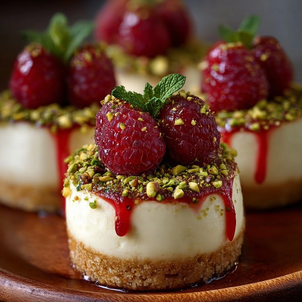 Pistachio Cheesecake Domes with Raspberry Surprise Recipe - Recipe Image