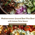 Mediterranean Ground Beef Pita Bowl with Lemon Whipped Feta Recipe