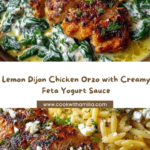 Lemon Dijon Chicken Orzo with Spinach & Feta Yogurt Sauce Recipe