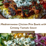 Mediterranean Chicken Pita Bowl with Tzatziki Feta Sauce Recipe