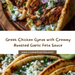Greek Chicken Gyros with Roasted Garlic Feta Sauce Recipe