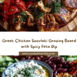 Greek Chicken Souvlaki Grazing Board with Spicy Feta Dip Recipe
