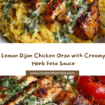 Lemon Dijon Chicken Orzo with Herb Garlic Creamy Feta Recipe