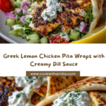 Greek Lemon Chicken Pita Wraps with Creamy Dill Feta Sauce Recipe