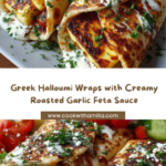 Greek Halloumi Wraps with Roasted Garlic Feta Sauce Recipe