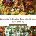 Lemon Garlic Chicken Orzo with Herb Whipped Feta Recipe