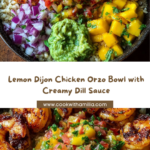 Lemon Dijon Chicken Orzo Bowl with Dill Feta Yogurt Sauce Recipe