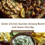 Greek Chicken Souvlaki Grazing Board with Garlic Feta Dip Recipe