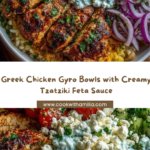 Greek Chicken Gyro Bowls with Tzatziki Feta Sauce Recipe