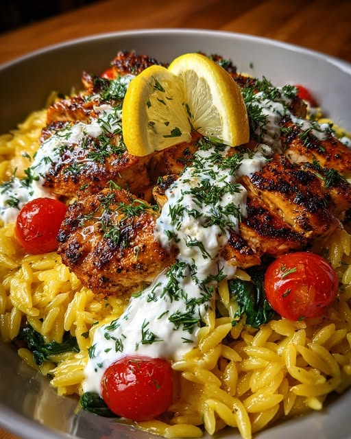 Orzo Bowl with Whipped Feta Yogurt Sauce Recipe - Recipe Image