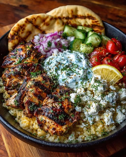 Greek Chicken Souvlaki Bowls with Whipped Feta Sauce Recipe 3 Greek Chicken Souvlaki Bowls with Whipped Feta Sauce Recipe - Recipe Image