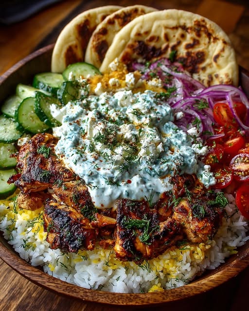 Mediterranean Chicken Pita Bowl with Tzatziki Feta Sauce Recipe 3 Mediterranean Chicken Pita Bowl with Tzatziki Feta Sauce Recipe - Recipe Image