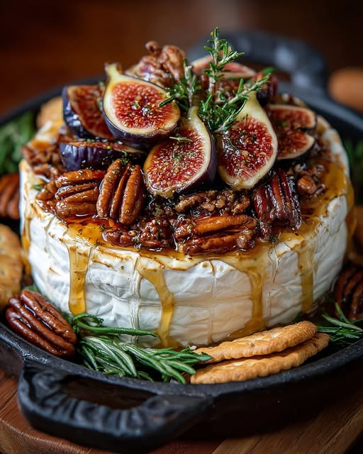 Warm Baked Brie with Figs and Pecans Recipe - Recipe Image