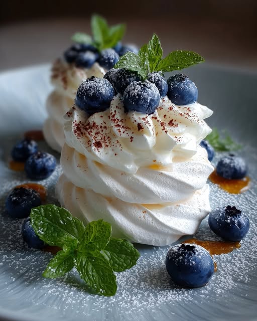 Earl Grey Blueberry Pavlova Towers Recipe