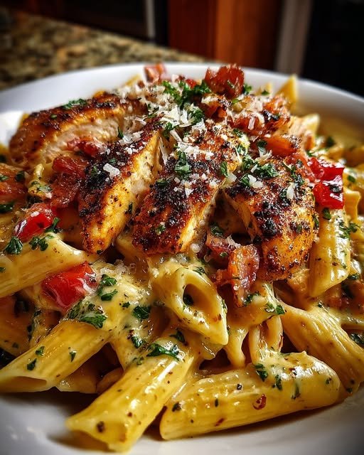 Creamy Cajun Garlic Chicken Penne Pasta Recipe - Recipe Image
