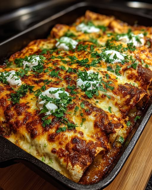 Mexican Green Chile, Chicken & Cheese Enchiladas Recipe