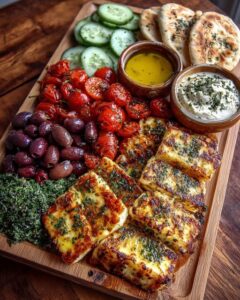 Greek Halloumi Mezze Platter with Herb Dressing Recipe