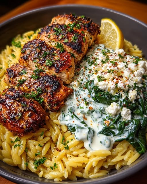 Bowl with Creamy Lemon Yogurt Feta Sauce Recipe - Recipe Image