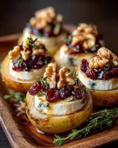 Baked Pears with Brie, Walnuts, and Cranberries Recipe