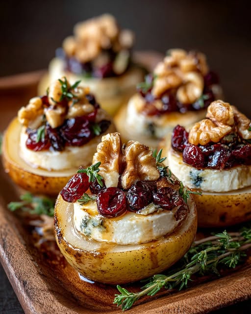 Baked Pears with Brie, Walnuts, and Cranberries Recipe