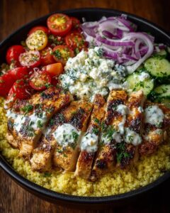 uscous Bowl with Lemon Feta Yogurt Sauce Recipe