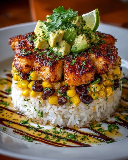 Honey Lime Chicken & Avocado Rice Stack Recipe 2 Honey Lime Chicken & Avocado Rice Stack Recipe - Recipe Image