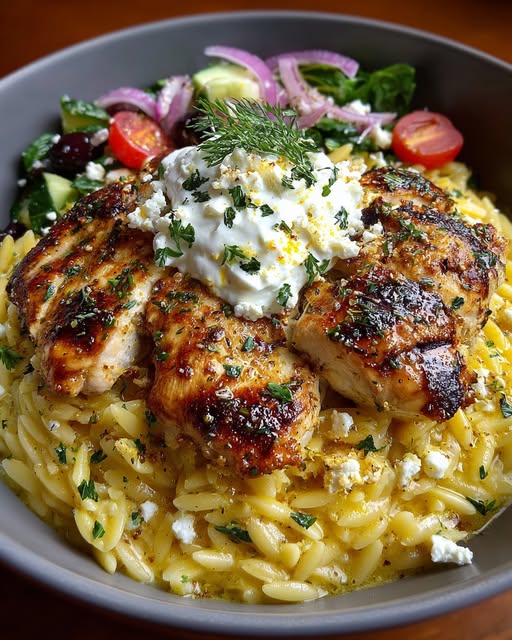 Lemon Dijon Chicken Orzo Bowl with Yogurt Whipped Feta Recipe 2 Lemon Dijon Chicken Orzo Bowl with Yogurt Whipped Feta Recipe - Recipe Image