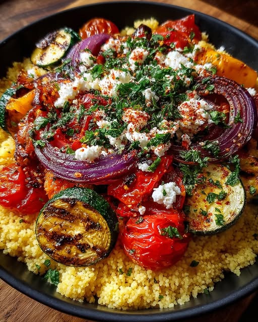 Warm Couscous with Roasted Veggies & Feta Recipe 2 Warm Couscous with Roasted Veggies & Feta Recipe - Recipe Image