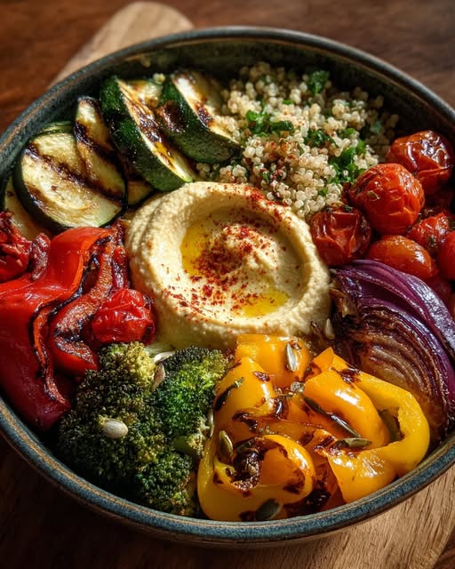 Roasted Veggie and Hummus Bowl Recipe