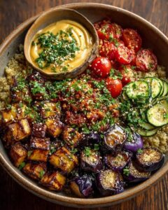 Roasted Eggplant & Tahini Grain Bowl Recipe