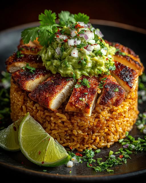 Honey Lime Chicken & Guacamole Brown Rice Stack Recipe - Recipe Image