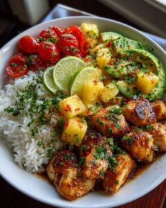 Honey Lime Chicken & Pineapple Avocado Bowl Recipe