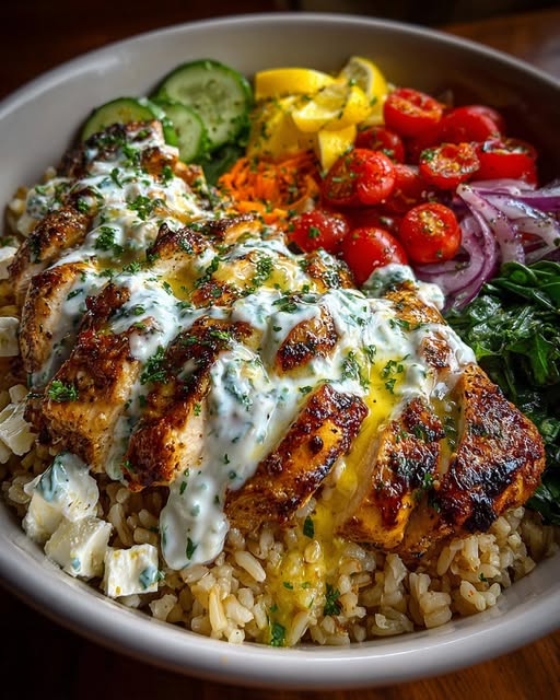 Rice Bowl with Creamy Feta Yogurt Sauce Recipe 2 Rice Bowl with Creamy Feta Yogurt Sauce Recipe - Recipe Image