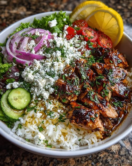 Greek Chicken Gyro Bowl with Lemon Garlic Feta Recipe 3 Greek Chicken Gyro Bowl with Lemon Garlic Feta Recipe - Recipe Image