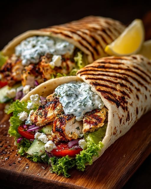 Greek Grilled Chicken Wraps with Tzatziki Sauce Recipe 3 Greek Grilled Chicken Wraps with Tzatziki Sauce Recipe - Recipe Image