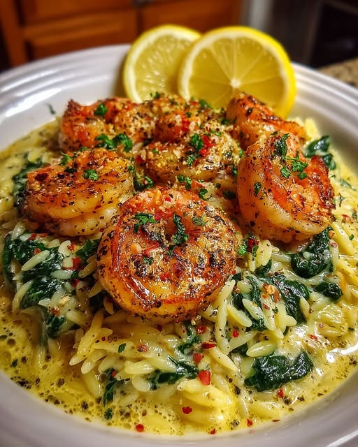 Lemon Garlic Shrimp with Spinach Orzo Recipe 3 Lemon Garlic Shrimp with Spinach Orzo Recipe - Recipe Image