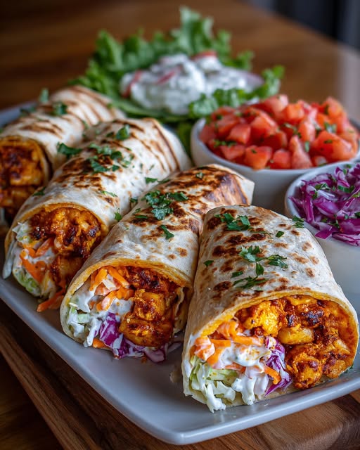 Spicy Buffalo Chickpea Smash Wraps with Creamy Ranch Slaw Recipe