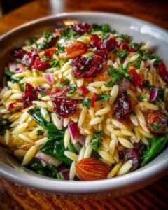 Spinach and Orzo Salad with Cranberries and Almonds Recipe