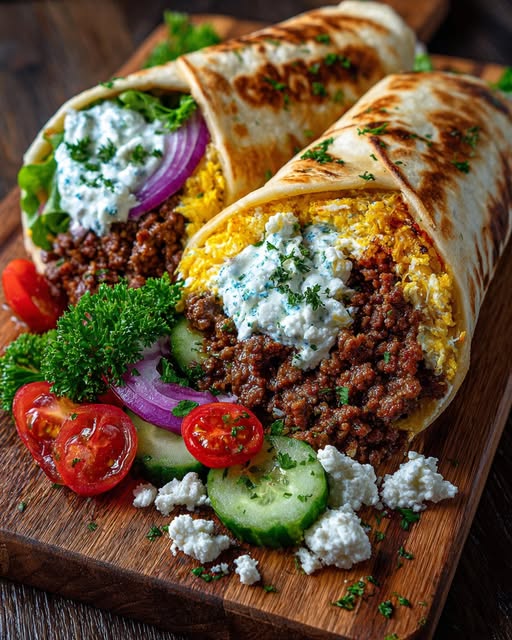 Wrap with Garlic Lemon Honey Feta Cream Recipe - Recipe Image