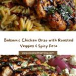 Balsamic Chicken Orzo with Roasted Veggies & Spicy Feta Recipe