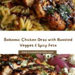 Balsamic Chicken Orzo with Roasted Veggies & Spicy Feta Recipe