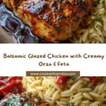 Balsamic Glazed Chicken & Orzo with Feta & Roasted Peppers Recipe