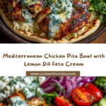 Mediterranean Chicken Pita Bowl with Lemon Dill Feta Cream Recipe