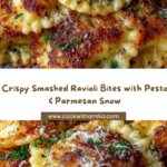 Smashed Crispy Ravioli Bites with Pesto Dip & Parmesan Snow Recipe