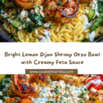 Lemon Dijon Shrimp Orzo Bowl with Lemon Feta Yogurt Sauce Recipe