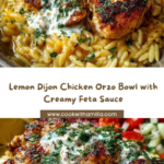 Lemon Dijon Chicken Orzo Bowl with Lemon Feta Yogurt Sauce Recipe