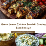 Greek Lemon Chicken Souvlaki Grazing Board with Feta Dip Recipe