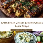 Greek Lemon Chicken Souvlaki Grazing Board with Feta Dip Recipe